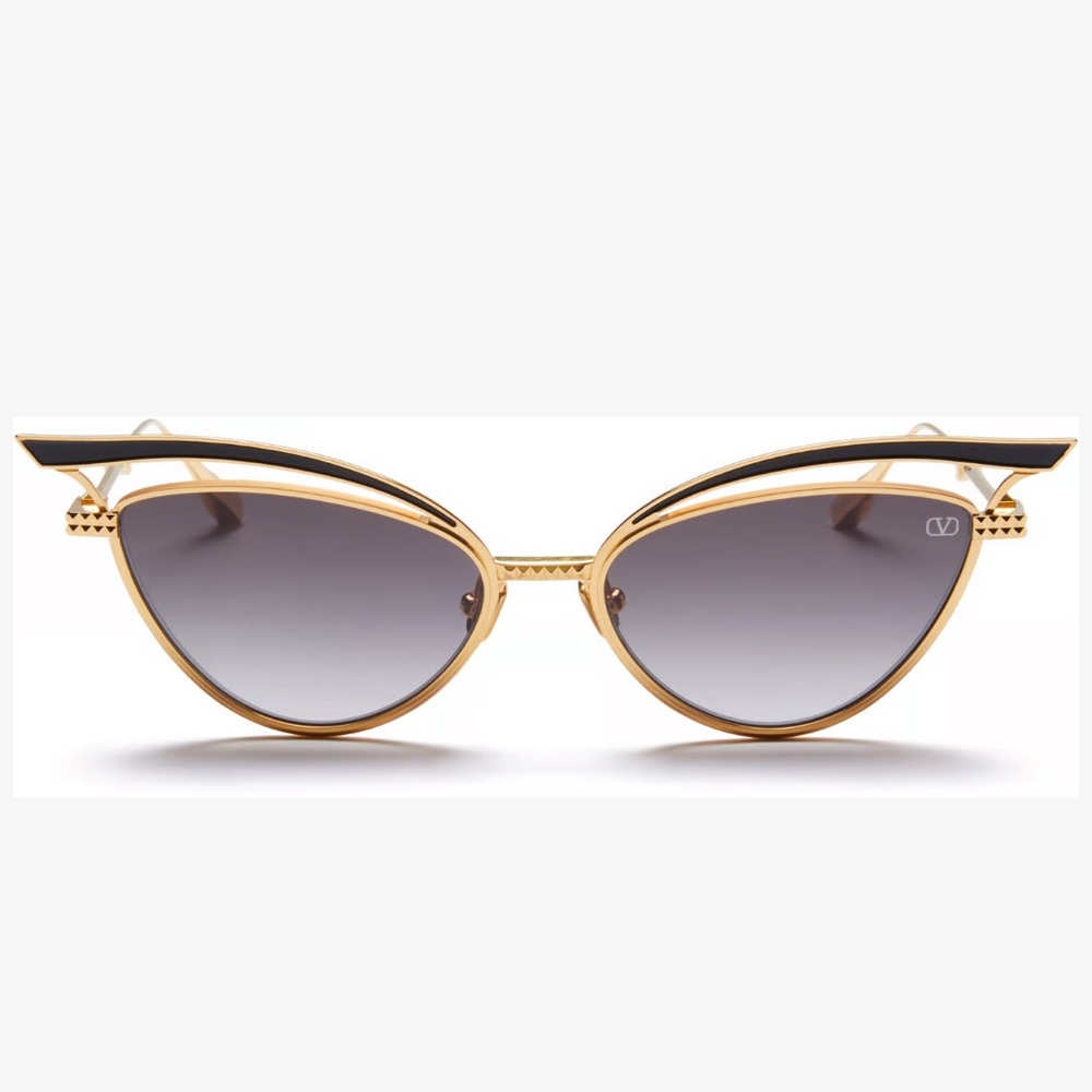 Valentino Gold and Black Cat-Eye Sunglasses